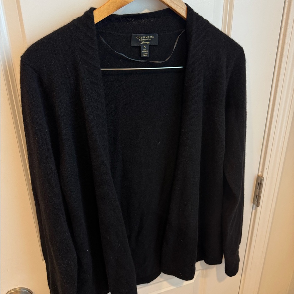 Black Cashmere Charter Club Luxury Cardigan Cashmere Sweater Women PL